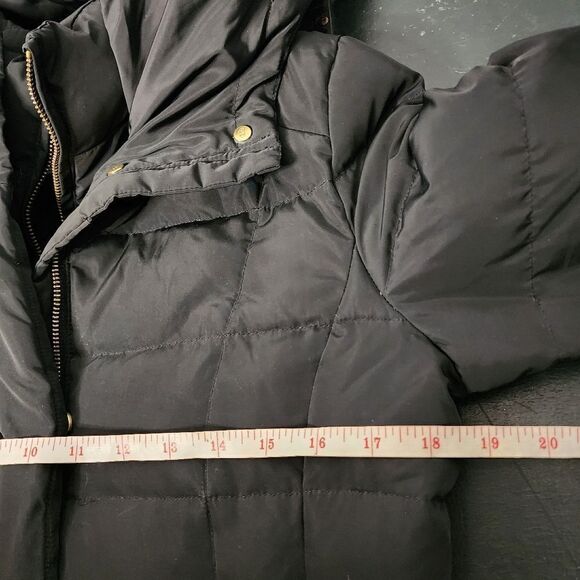 COLE HAAN Signature long line Women's Box-Quilt Down Coat With Bib Front Hood S - Picture 4 of 5